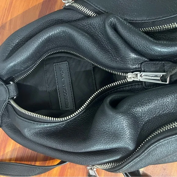 Black Leather Women's Backpack - Picture 3 of 9